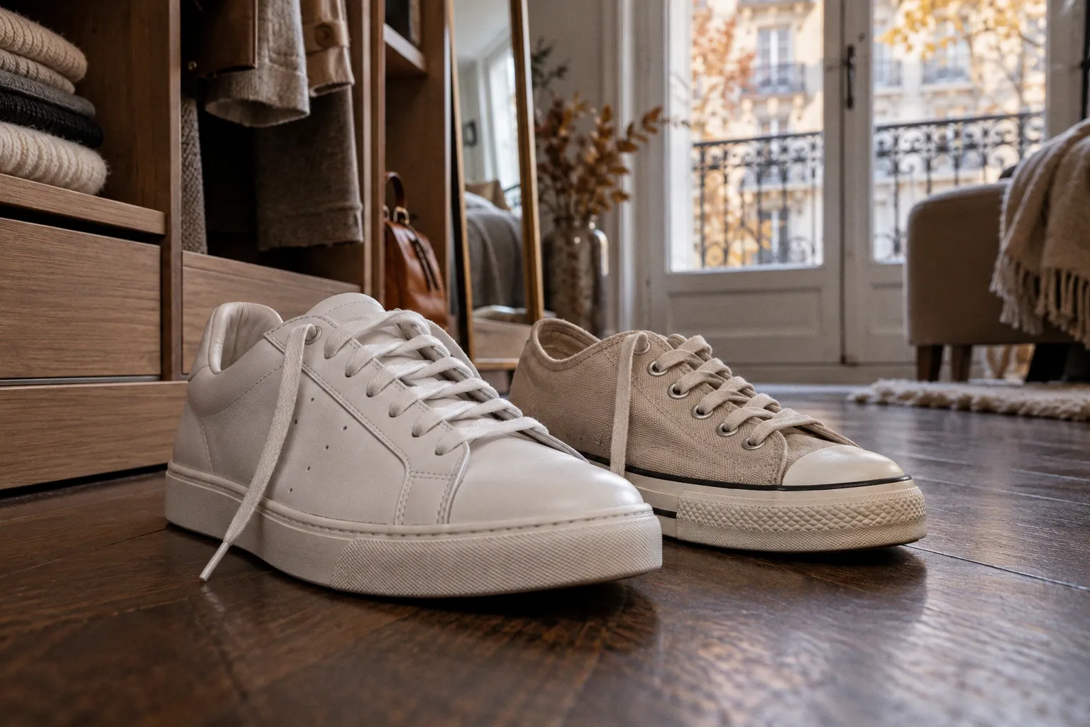 Zapatillas de cuero frente a lona: qué material elegir para diario